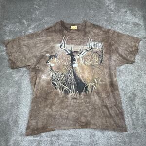 The Mountain Brown Tie Dye Deer Buck Graphic T-Shirt Men’s Size XXL Cabin Nature